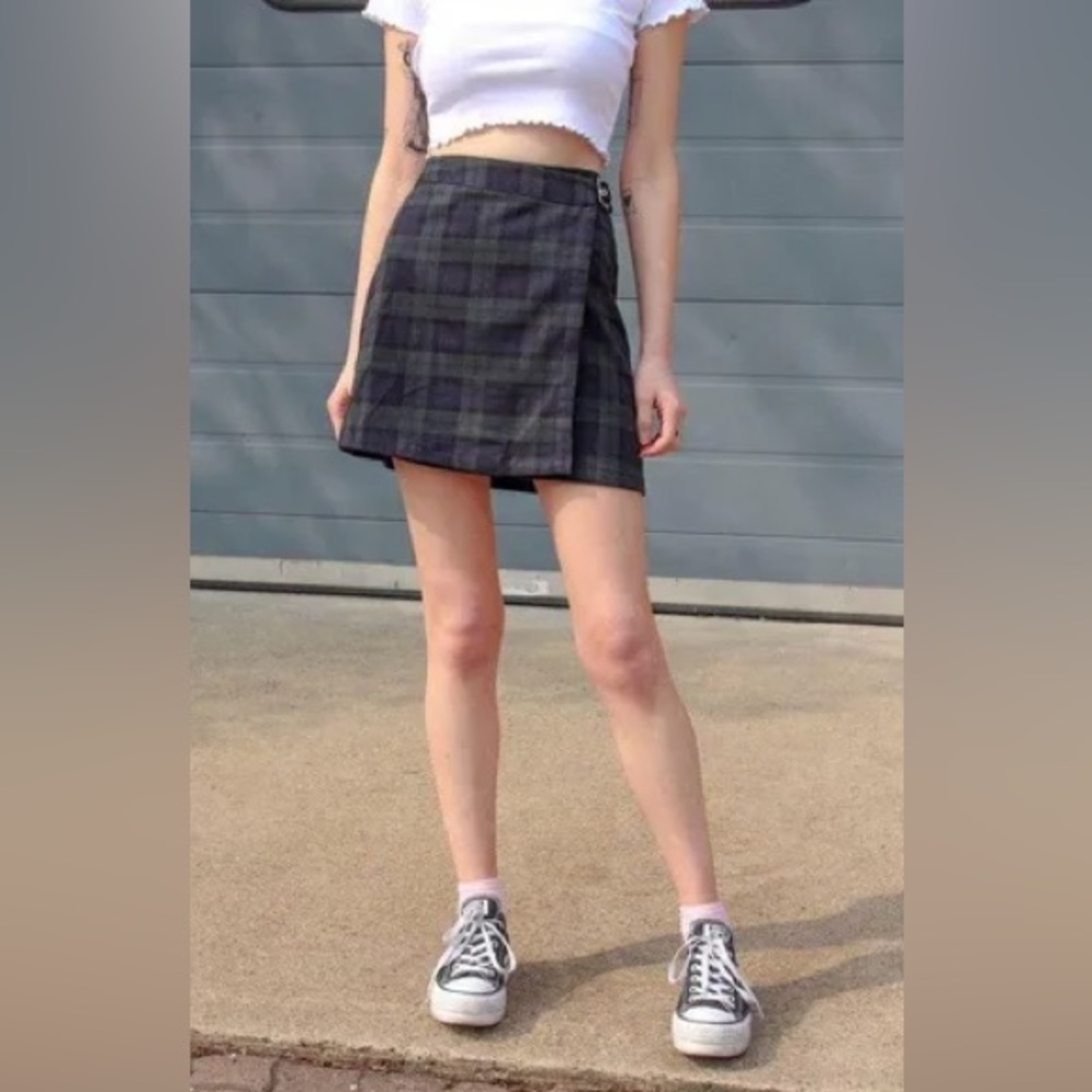 Brandy Melville Plaid Wrap Mini Skirt